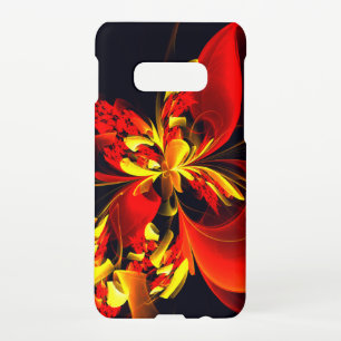 Capa Para Samsung Galaxy Padrão de Arte Abstrata Floral Amarelo Vermelho Mo