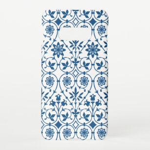 Capa Para Samsung Galaxy Padrão de Ornamentado Floral Azul Vintage