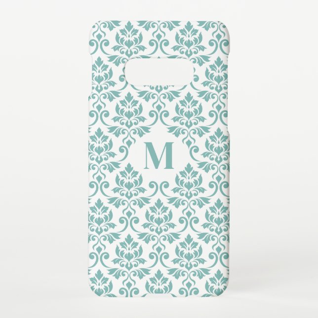 Capa Para Samsung Galaxy Padrão de Teal Feuille Damask (Personalizado) (Verso)