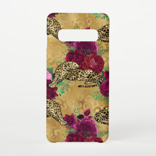 Capa Para Samsung Galaxy Padrão Flor Floral da Rosa vermelha Leopardo Cheet