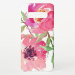 Capa Para Samsung Galaxy Padrão Floral de Cor de Água Rosa Girly<br><div class="desc">Bonito e feminino,  este vibrante padrão floral cor-de-água rosa apresenta um par de flores cor-de-rosa profundas com ramos fluidos que adicionam um toque de verde. Ele adiciona uma tendência e um visual moderno ao seu celular inteligente.</div>