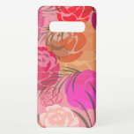Capa Para Samsung Galaxy Padrão rosa com flores e plantas<br><div class="desc">Padrão floral multicamadas com flores coloridas e ramos em fundo rosa</div>