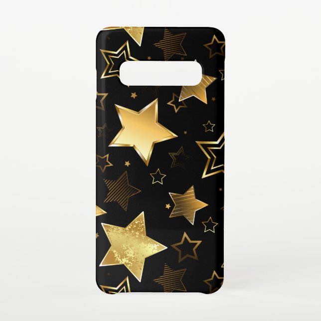 Capa Para Samsung Galaxy Padrão sem costura com estrelas de Ouro (Verso)