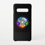 Capa Para Samsung Galaxy Pentagrama do Wiccan<br><div class="desc">Pentagrama luminoso desenhado artificialmente com cinco elementos mágicos,  água,  terra,  fogo,  astral,  ar sobre fundo negro. Pentagrama Wiccan. Wicca</div>
