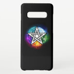 Capa Para Samsung Galaxy Pentagrama do Wiccan<br><div class="desc">Pentagrama luminoso desenhado artificialmente com cinco elementos mágicos,  água,  terra,  fogo,  astral,  ar sobre fundo negro. Pentagrama Wiccan. Wicca</div>
