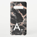 Capa Para Samsung Galaxy Rosa Dourado e preto Monograma personalizado inici<br><div class="desc">Personalize adicionando seu próprio texto inicial.</div>