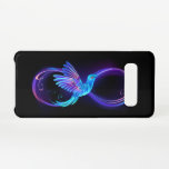 Capa Para Samsung Galaxy Símbolo Neon Infinity com Hummingbird brilhante<br><div class="desc">Símbolo luminoso,  roxo e infinito com beija-flor azul voadora,  luminosa,  em fundo preto. Neon.</div>