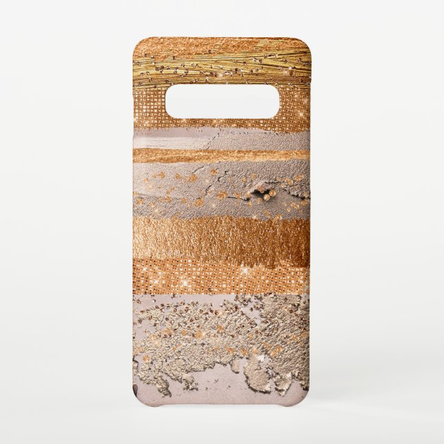 Capa Para Samsung Galaxy Textura de Glamor de Traços Dourados de Cobre (Verso)
