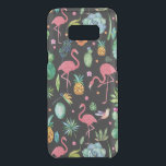 Capa Para Samsung Galaxy S8  Da Uncommon Flores Tropicais Coloridas e Padrão Flamingos<br><div class="desc">Flores tropicais coloridas abacaxi,  cacto e padrão flamingo cor-de-rosa. Fundo preto mutável.</div>