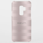 Capa Para Samsung Galaxy S9 Plus, Uncommon Padrão de stripes Rosa-ouro metálico<br><div class="desc">Padrão de listras rosa-douradas metálicas modernas</div>