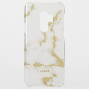 Capa Para Samsung Galaxy S9 Plus, Uncommon Textura de pedra de mármore branca e dourada
