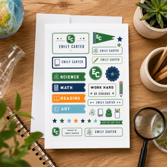 Capa Personalizada de Escola de Ciências Verde-Nav (Personalized Navy Green Science School Cover
)