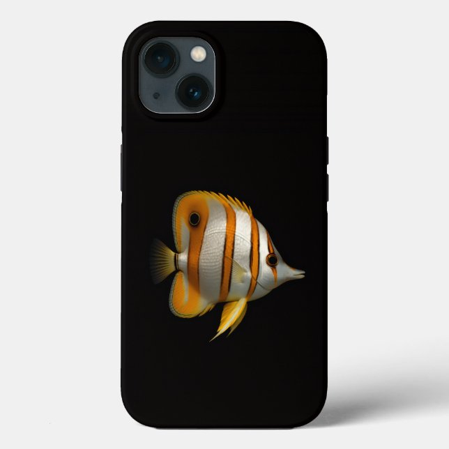 Capa preta 4 Luxe para iPhone 13, Peixe-Butterfly  (Verso)