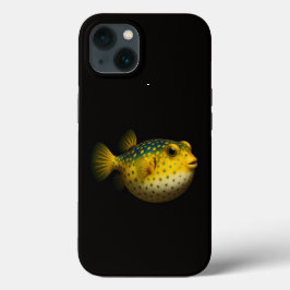 Capa preta 4 Luxe para iPhone 13, peixe-puffer ama