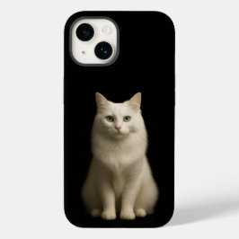 Capa preta 4 Luxe para iPhone 14, Gato Angora Turc