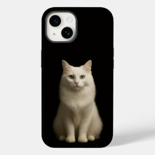 Capa preta 4 Luxe para iPhone 14, Gato Angora Turc