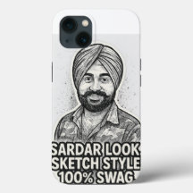 Capa Sardar Sketch Swag para iPhone 13 – Preto & B