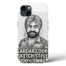 Capa Sardar Sketch Swag para iPhone 13 – Preto & B