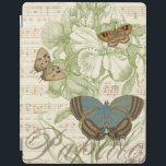 Capa Smart Para iPad Borboletas em Música Planeta com Design Floral<br><div class="desc">Um design floral verde e uma partitura musical servem de fundo para um trio de borboletas nesta peça do Vision Studio. A palavra francesa para borboleta, papillon, também está gravada no fundo da peça. Se você tem um forte amor por borboletas, natureza, ou como se estivesse se cercando de beleza,...</div>