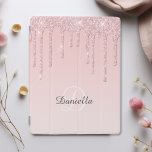 Capa Smart Para iPad Brilhante Cor-de-Estirpa Rosa Personalizada Modern<br><div class="desc">Cor rosa pincelada moderna,  com um efeito de gotejamento de brilho faxes faxes faxes faxes. Personalize com seu nome e monograma. Design© Rosalind Moore,  Designs de Cherry Lane.</div>
