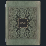 Capa Smart Para iPad Cobrir Anterior do Livro do Monograma do Couro do<br><div class="desc">Arte do cobrir floral de Richly ornamentado,  da edição de 1898 dos Rosas e lírios de Longfellow,  em tons de verde-oliva e preto,  curados. Nota: Efeitos esculpidos,  gravados,  gravados e dimensionais,  aspecto em camadas,  texturizado e sombreado obtido digitalmente. O produto tem uma superfície plana.</div>