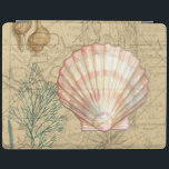 Capa Smart Para iPad Colagem de Mapa Costeiro<br><div class="desc">Não há nada parecido com este mapa da vida marinha. Essa coleção translúcida desses conchas excelente em qualquer produto. Dá uma sensação de safra à imagem e captura a vida marinha submarina. Inclui uma cinta rosada e branca e um invólucro colorido de sépia.</div>