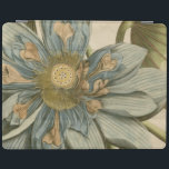 Capa Smart Para iPad Flor de Lotus Azul no Fundo do Tom com Escrevendo<br><div class="desc">Uma bela flor azul de lótus em floração de cheio é o foco desta peça. O centro amarelo está quase hipnotizando em sua glória. Adicione um pouco de elegância à sua casa com esta impressão!</div>