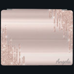 Capa Smart Para iPad Glitter Moderno - Rosa Dourado<br><div class="desc">O brilho elegante pingava no fundo rosa dourado. Um design elegante e sofisticado.</div>