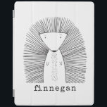 Capa Smart Para iPad Nome Personalizado de Desenho Simples de Linha Por<br><div class="desc">Este bonitinho caso iPad personalizado apresenta um desenho de linha branca de um porco-espinho. Personalize-o com o seu nome numa tipografia de máquina divertida. ideia de presente de excelente!</div>