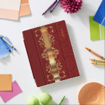 Capa Smart Para iPad O ouro elegante & o vermelho gravam o couro do<br><div class="desc">O ouro elegante & o vermelho gravam o impressão do couro do damasco com texto de DIY. 100% customizável. Apronte para preencher as caixas ou para clicar sobre o botão da PERSONALIZAÇÃO para adicionar, mover, suprimir ou mudar de alguns do texto ou dos gráficos. Feito com vetor de alta resolução...</div>