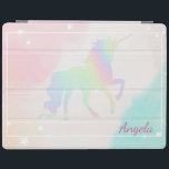 Capa Smart Para iPad Ombre de estrelas mágicas do Unicórnio Holográfico<br><div class="desc">Adorável unicórnio mágico. Um design elegante e sofisticado.</div>