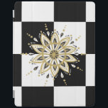 Capa Smart Para iPad Quadrado preto e branco e círculo Mandala 2c<br><div class="desc">O elegante e moderno preto e branco quadra fundo com design de mandala preto e branco dourado.</div>