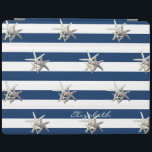 Capa Smart Para iPad Starfish Adorável, Marinho Azul, Stripes Personali<br><div class="desc">Espadarte divertida adorável em fundo azul marinho.Personalize o nome para você mesmo ou como uma ideia de presente fofo.</div>
