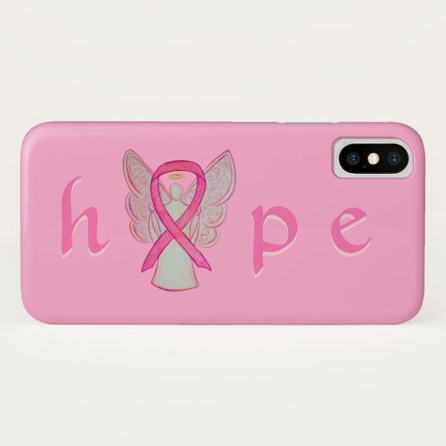 Capas Angel iPhone X Cancer de consciência rosa (Verso (Horizontal))