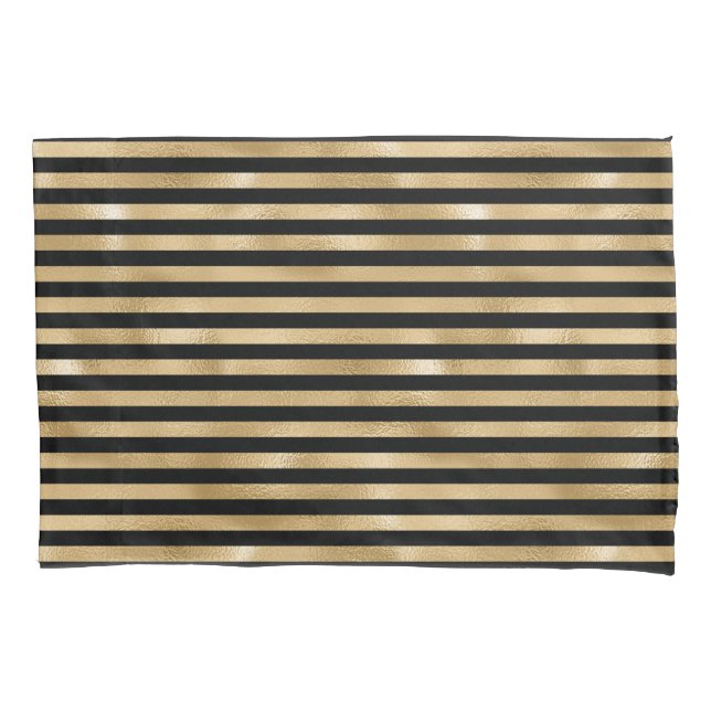 Capas de Almofada Listradas Preto e Dourado (Frente-Esquerda)