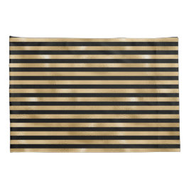 Capas de Almofada Listradas Preto e Dourado