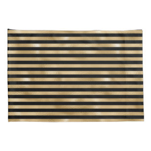 Capas de Almofada Listradas Preto e Dourado