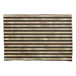 Capas de Almofada Listradas Preto e Dourado para C