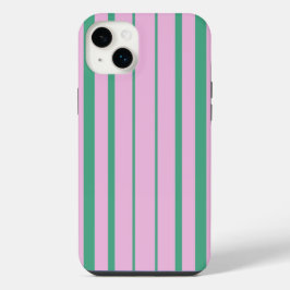 Capas de iPhone 14 Plus com Listras Verdes e Rosa