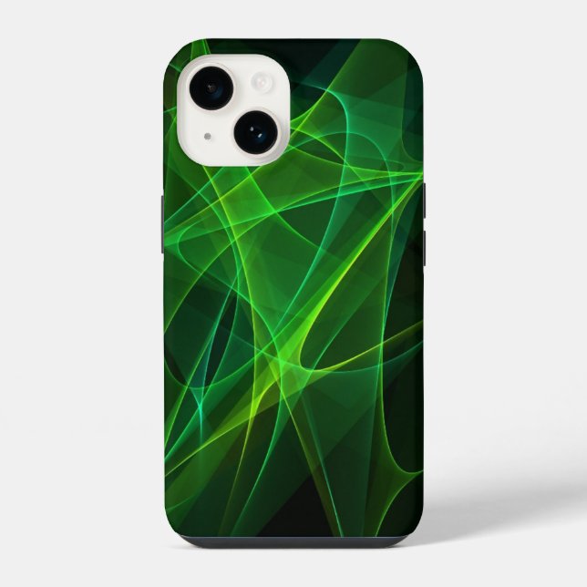 capas de iphone 14 preto verde abstrato (Verso)