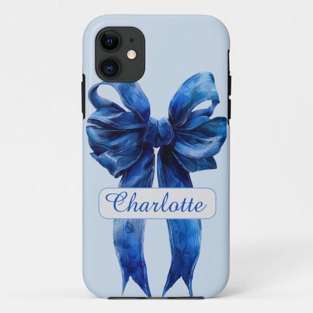 Capas de iphone Arco de coquete azul personalizada (Verso)