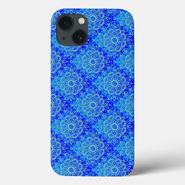 Capas de iphone azul turquesa boho (Verso)