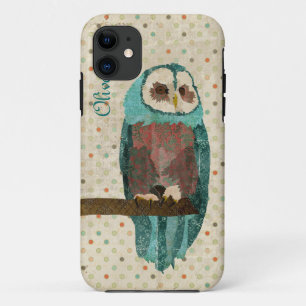 Capas de iphone Azure do vintage da coruja