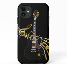 capas de iphone Black Guitar on Ouro Music Score
