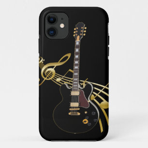 capas de iphone Black Guitar on Ouro Music Score