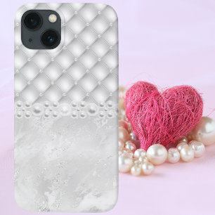 Capas de iphone branca Elegante de Tuft Diamante e