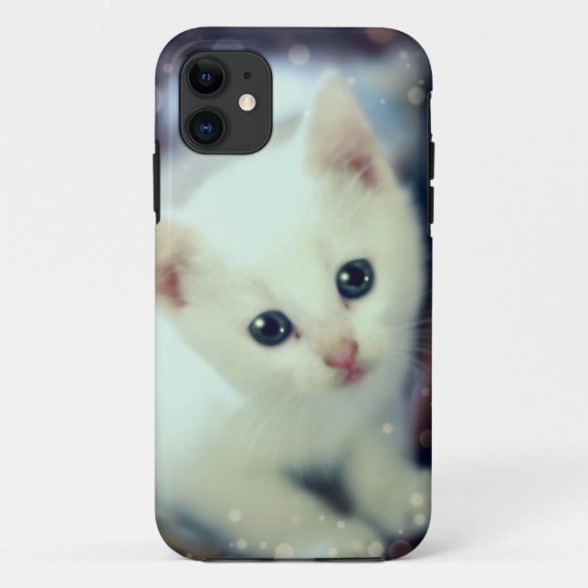 Capas de iphone brancas bonitos do gatinho (Verso)