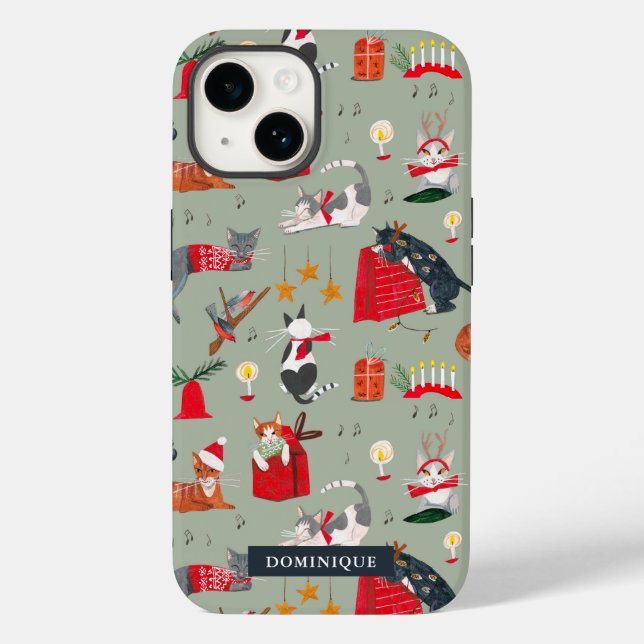 Capas de iPhone Case-Mate Natal retrô gatos fofos (Verso)