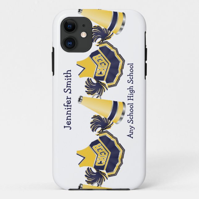 Capas de iphone Cheerleading azuis e amarelas (Verso)