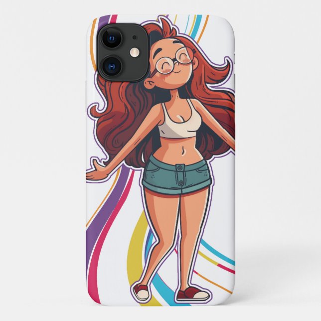 capas de iphone com uma garota feliz, colorida (Verso)
